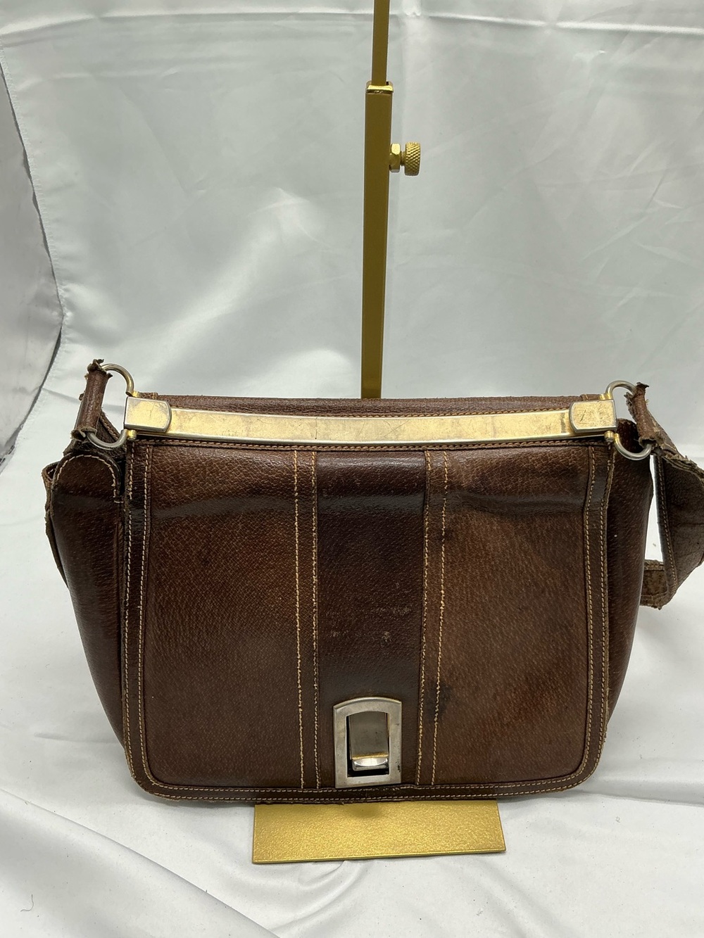 Gucci Vintage Canvas & Brown Leather Shoulder Tote Bag - Imperfect Bag 👀 - Picture 6 of 15
